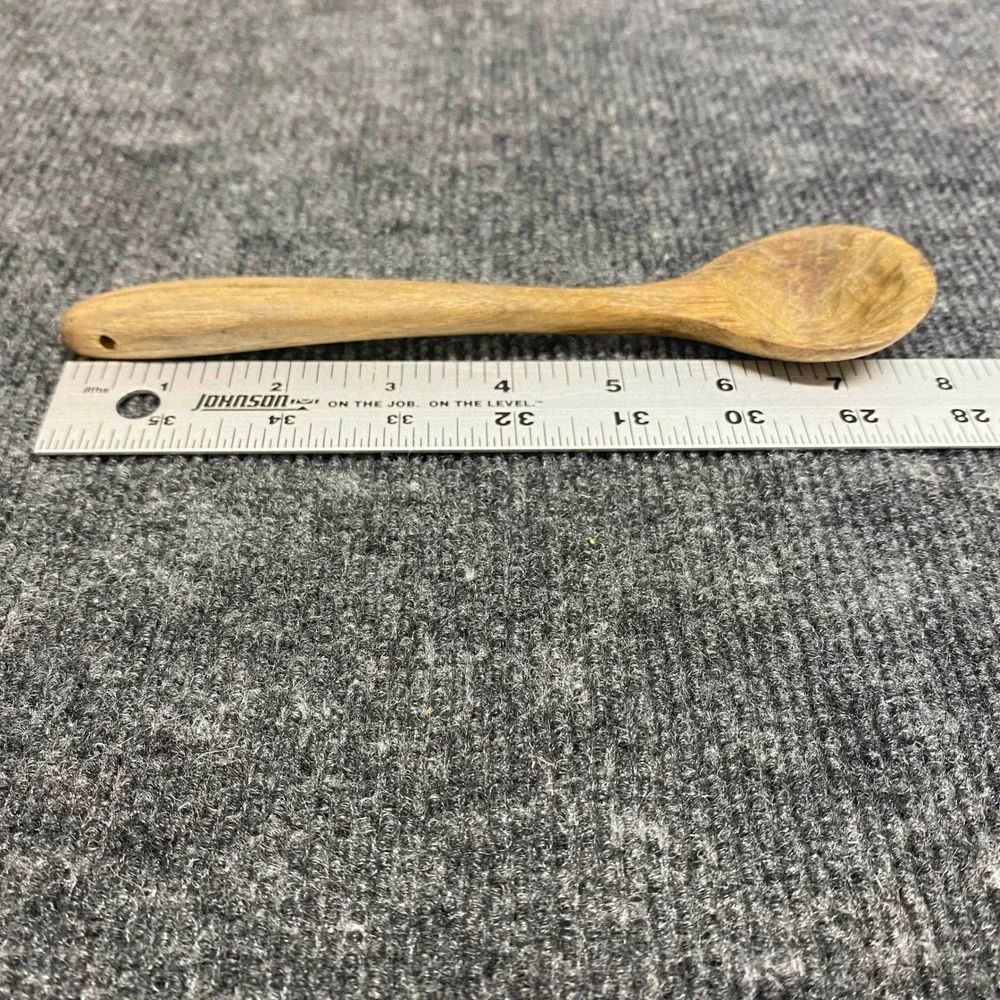Hand Carved Wooden Spoon Rustic Primitive Small 7.5 Inch Natural Wood Grain